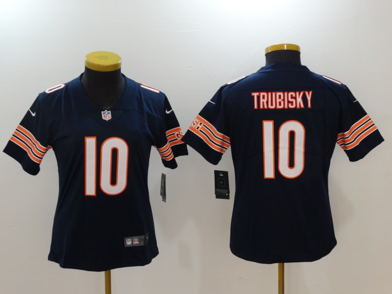 Women Chicago Bears #10 Trubisky Blue Nike Vapor Untouchable Limited NFL Jerseys